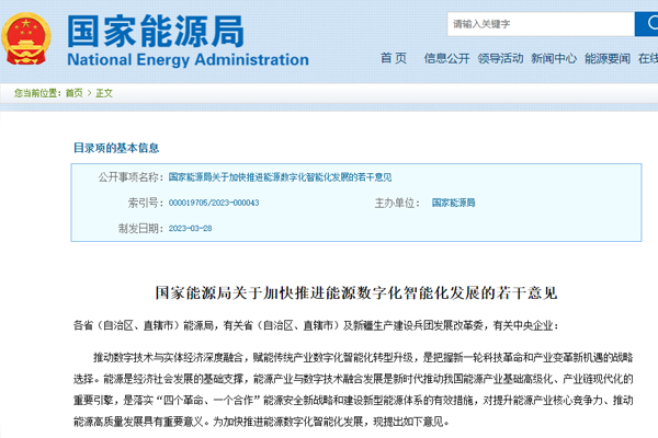 關(guan)于加快推進能源(yuan)數字化智能化發(fa)展的若幹意見